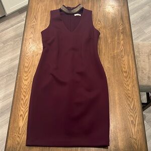 Calvin Klein purple dress with gold stud neck line.size 10